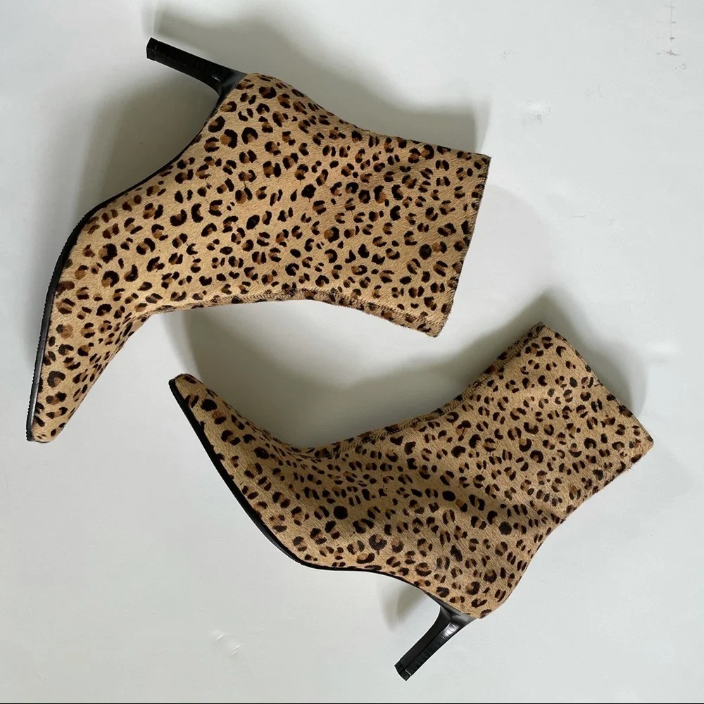 Bernardo Calf Hair Leopard Print Stiletto Boots - Picture 13 of 15